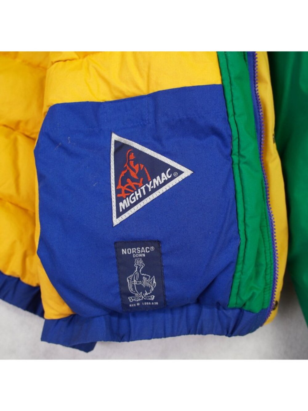 Vintage Mighty Mac Norsac Duck Down Puffer Jacket Mens XL Blue Green 80s-90s EUC - Picture 4 of 16